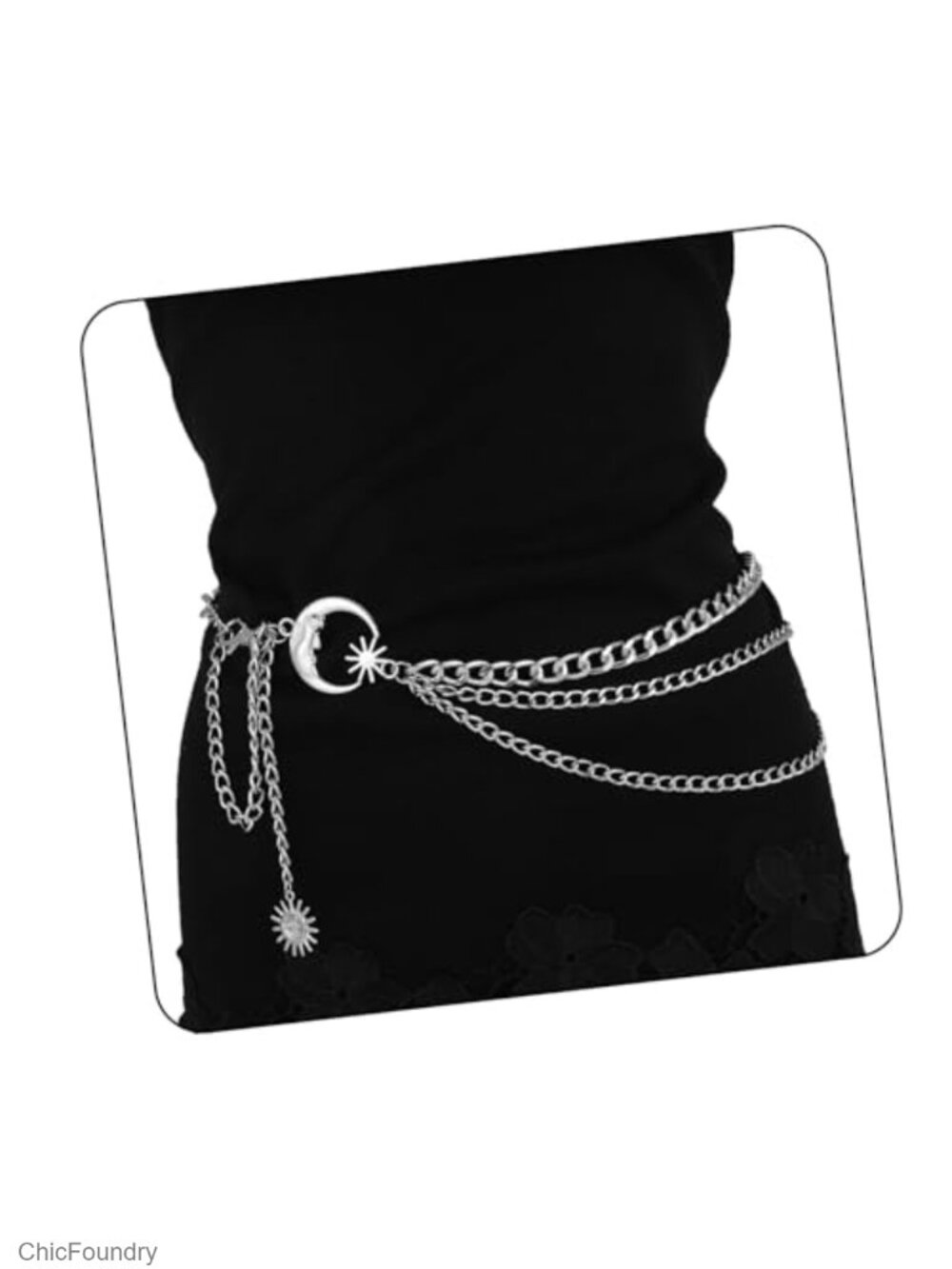 3 Layered Metal Waist Chain Belt for Women Moon & Sun Belly Chain Body Jewelry